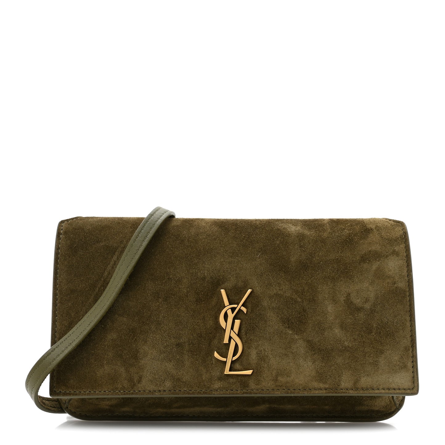 Suede Monogram Phone Holder Crossbody Loden Green