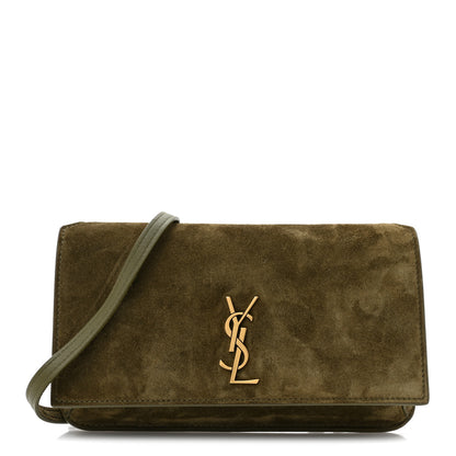 Saint Laurent Suede Monogram Phone Holder Crossbody Loden Green 1 of 13