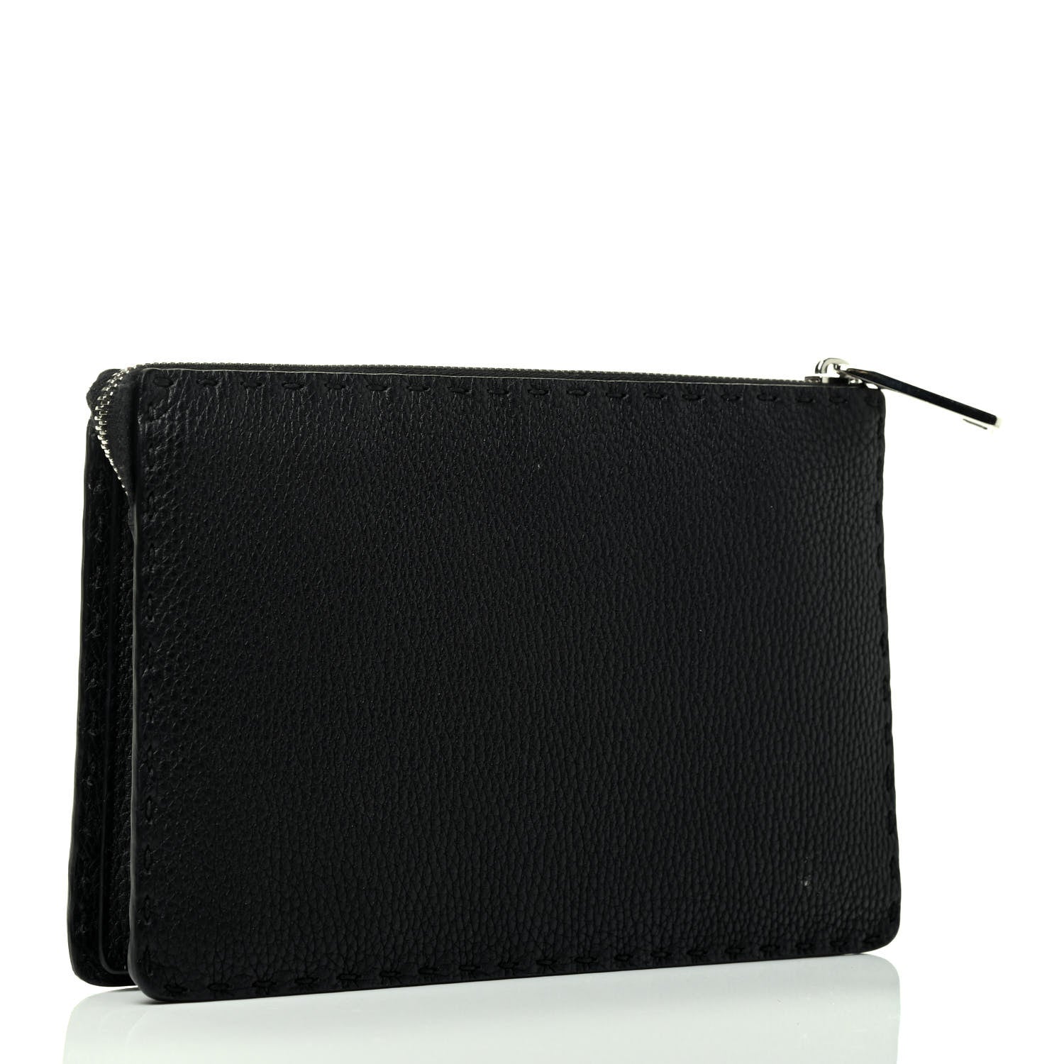 Fendi Cuoio Romano Selleria Metal Stitch Slim Clutch Black 2 of 4