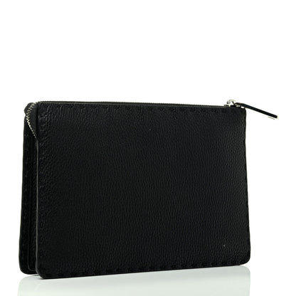 Fendi Cuoio Romano Selleria Metal Stitch Slim Clutch Black 2 of 4