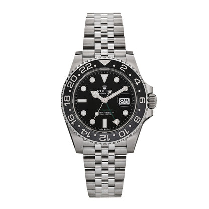 Rolex Stainless Steel 40mm Oyster Perpetual Date GMT Master II Bruce Wayne Watch Black 126710GRNR 1 of 5