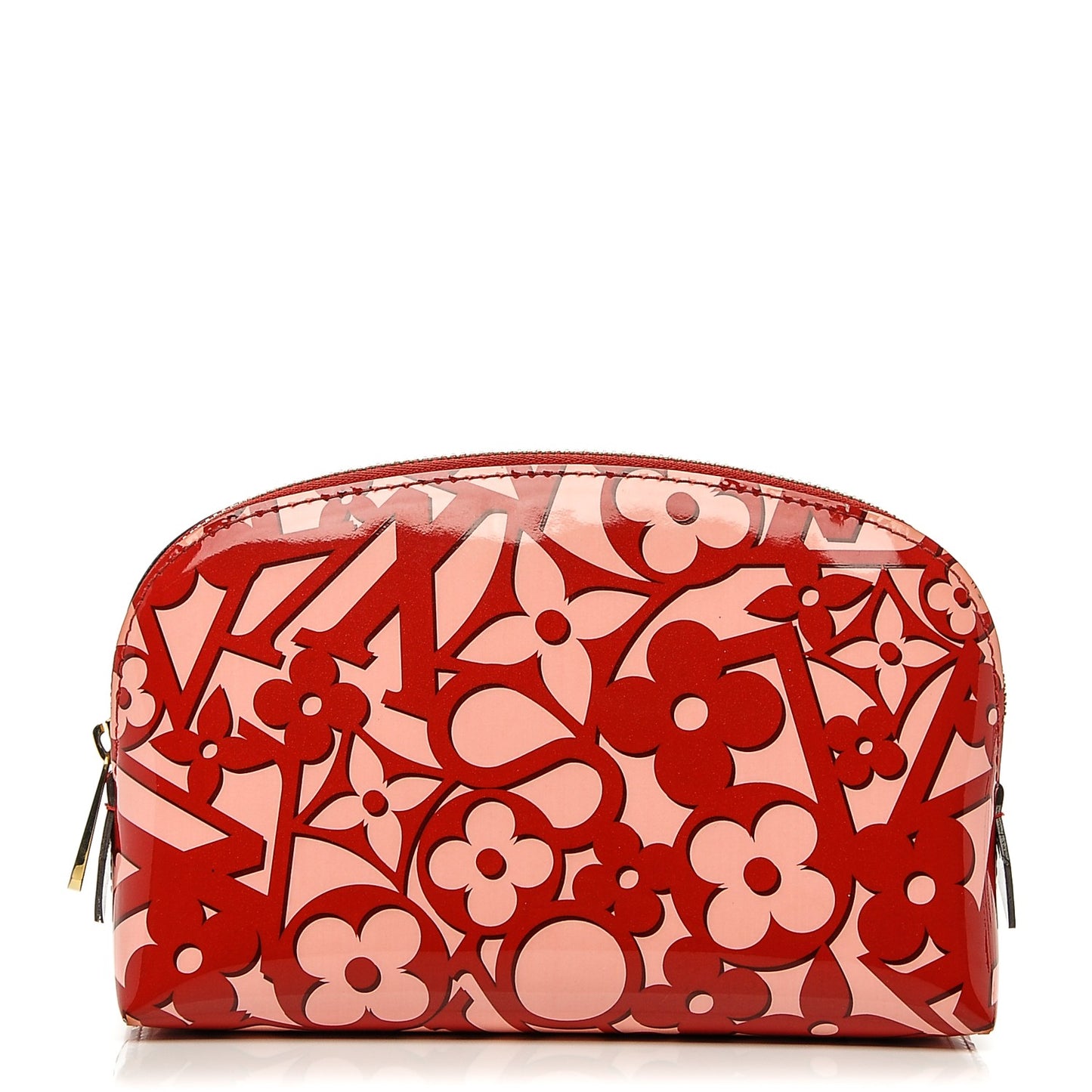 Patent Sweet Monogram Cosmetic Pouch Pomme D’Amour