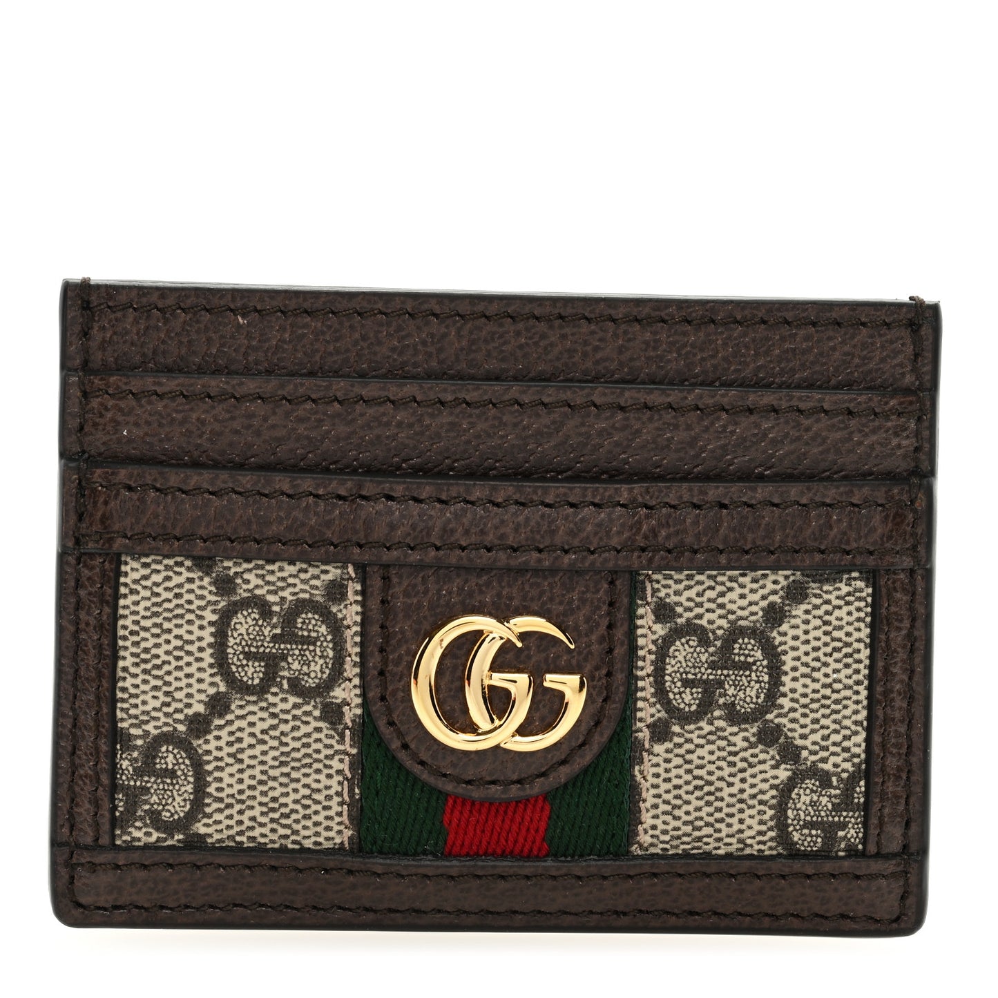 GG Supreme Monogram Textured Dollar Calfskin Ophidia Card Holder Beige Ebony New Acero