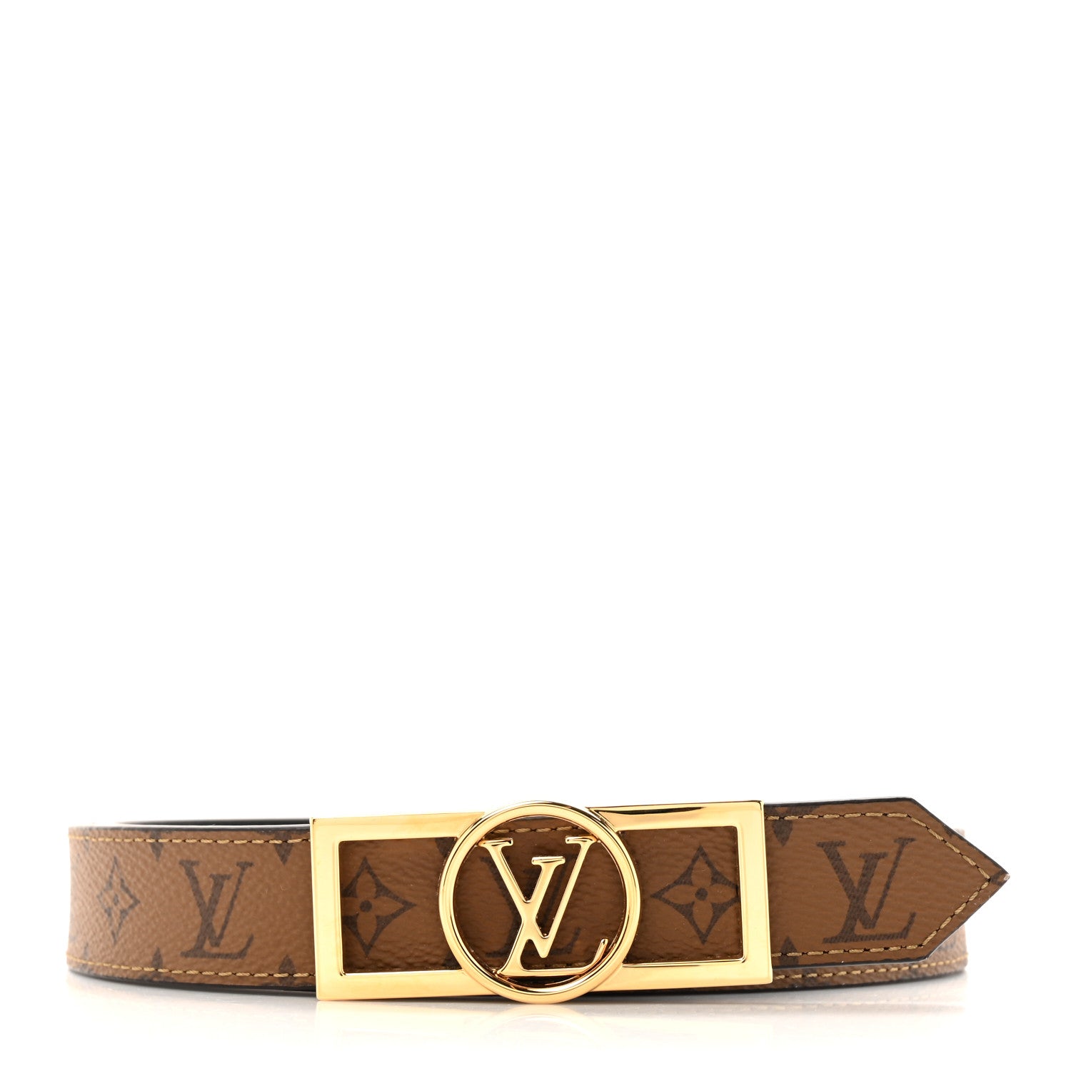 Louis Vuitton Monogram 25mm Dauphine Reversible Belt 85 34 Tan 1 of 5