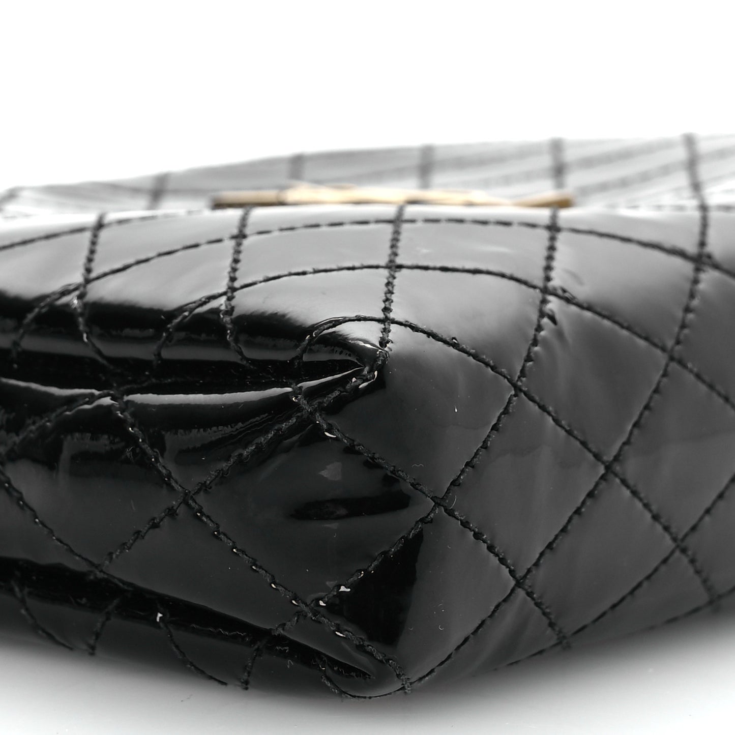 Patent Quilted Gaby Zipped Pouch Black