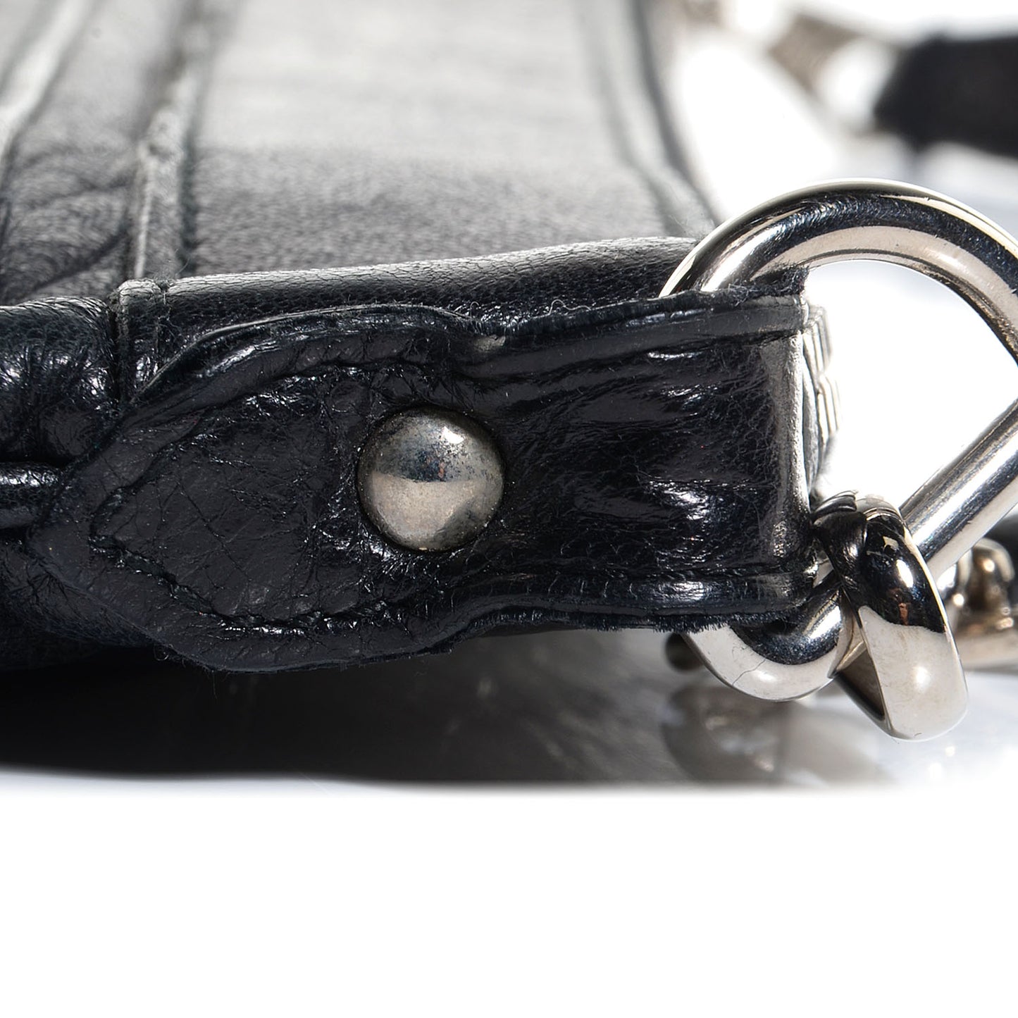 Chevre Giant 21 Silver Hardware Flat Handle Clutch Black