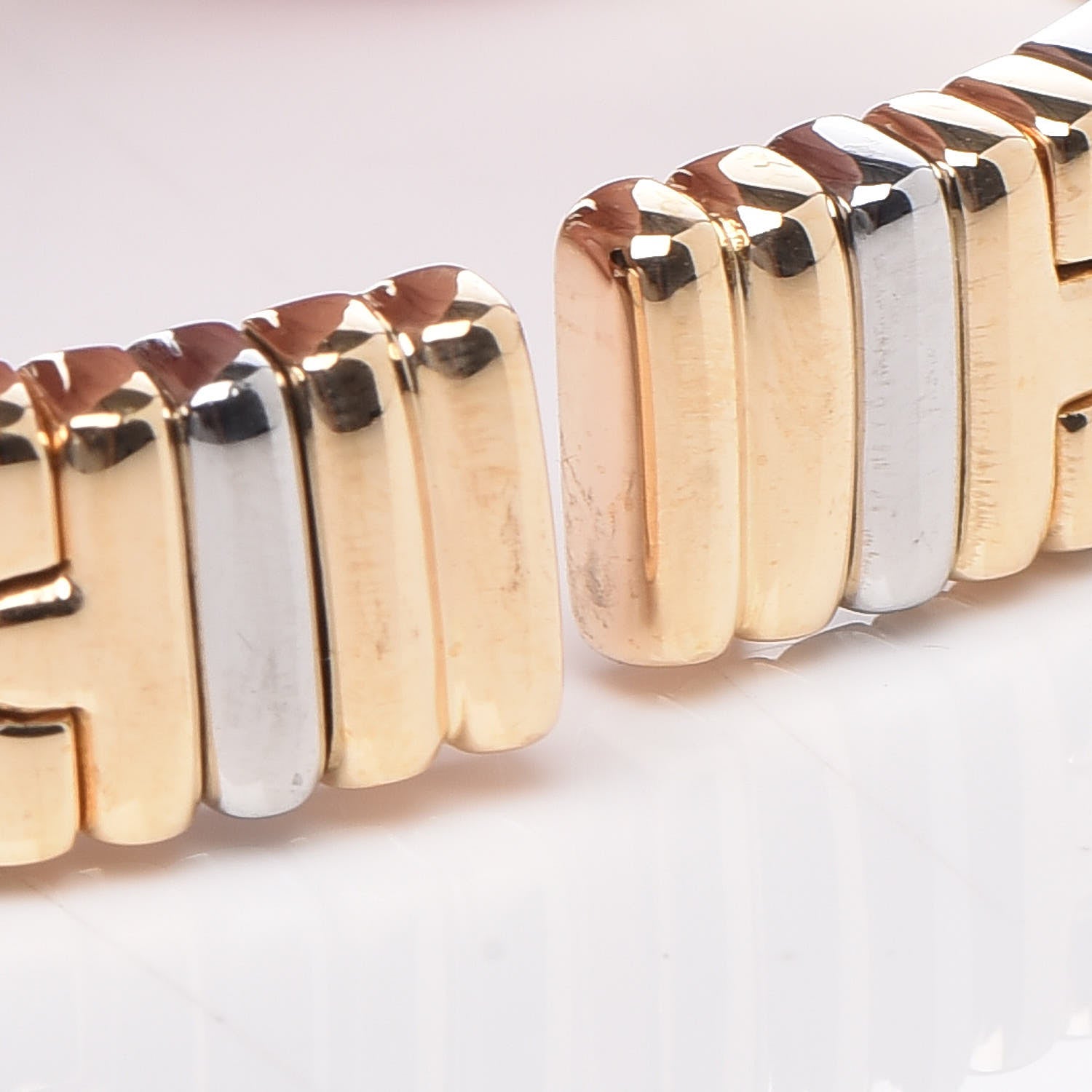 Bulgari 18K Yellow Gold Stainless Steel 10mm Parentesi Cuff Bracelet 5 of 5