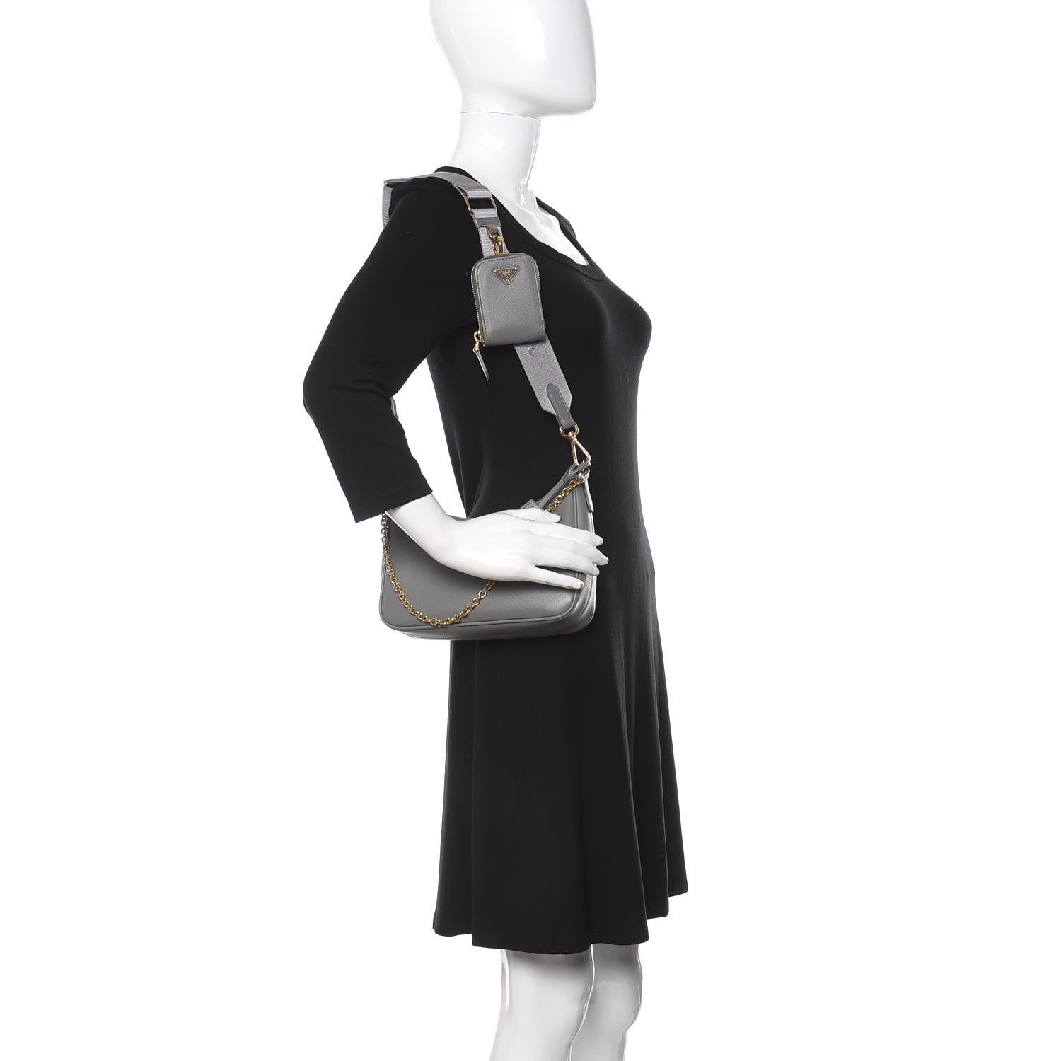 Prada Saffiano Re-Edition 2005 Shoulder Bag Marmo 2 of 10