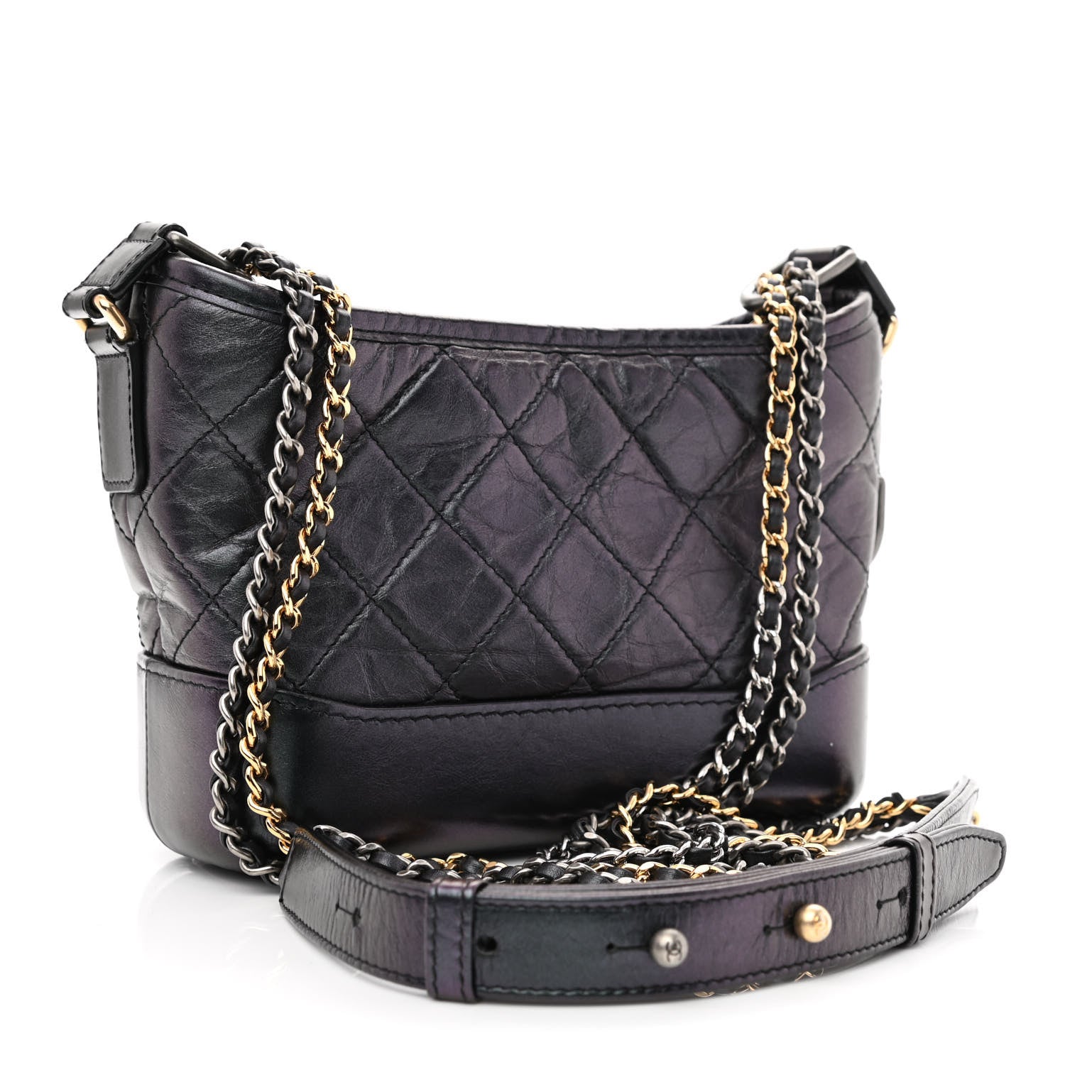 Chanel Iridescent Aged Calfskin Quilted Small Gabrielle Hobo Black 3 of 12