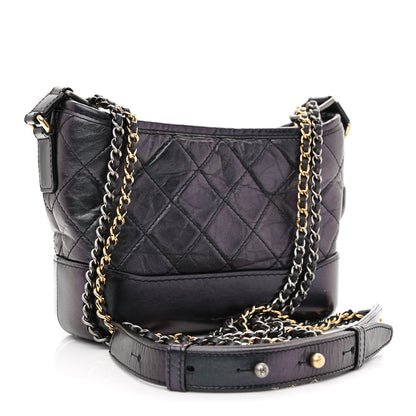 Chanel Iridescent Aged Calfskin Quilted Small Gabrielle Hobo Black 3 of 12
