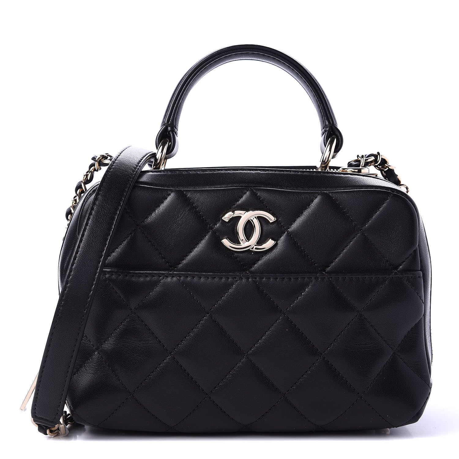 Chanel Lambskin Quilted Small Trendy CC Bowling Bag Black 1 of 12