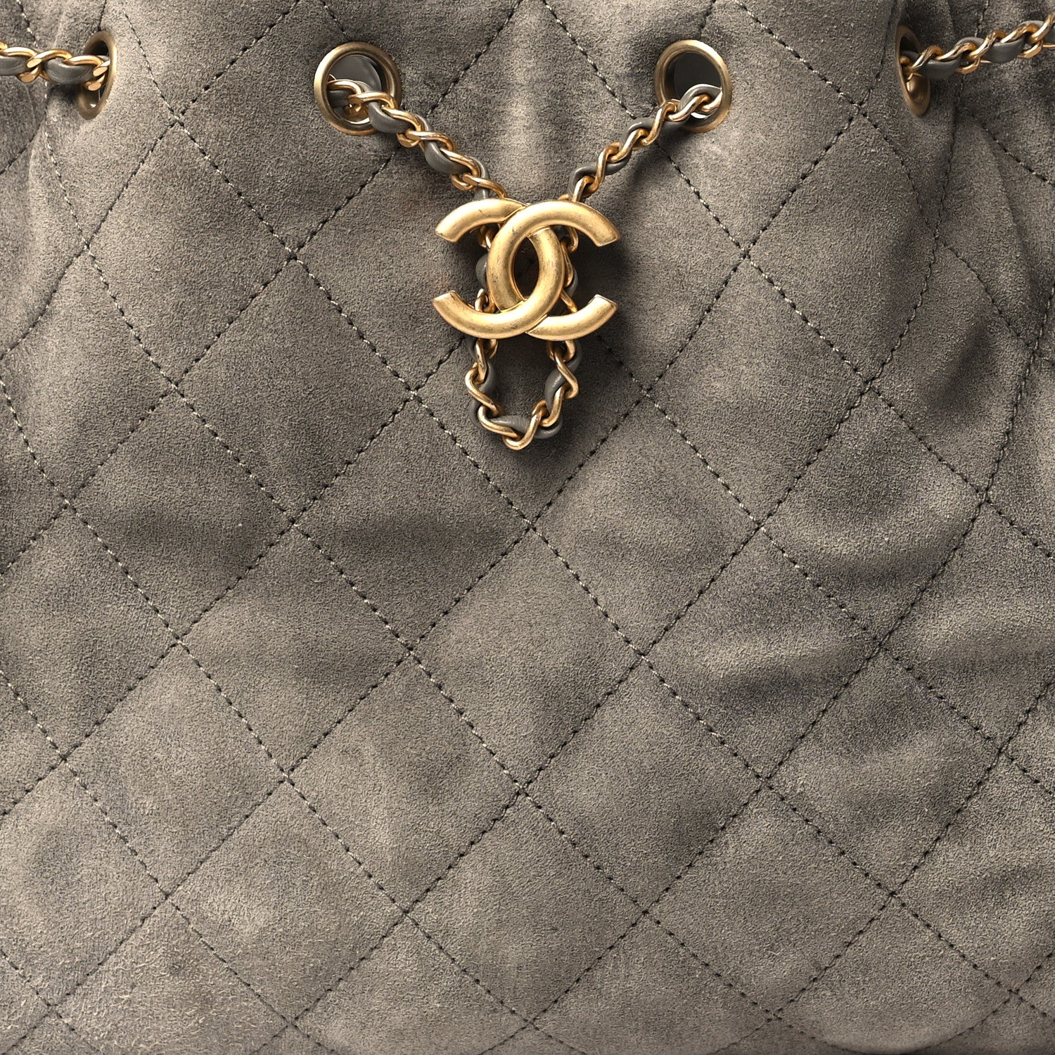 Chanel Suede Quilted Small Chanel 25 Handbag Grey 7 of 9