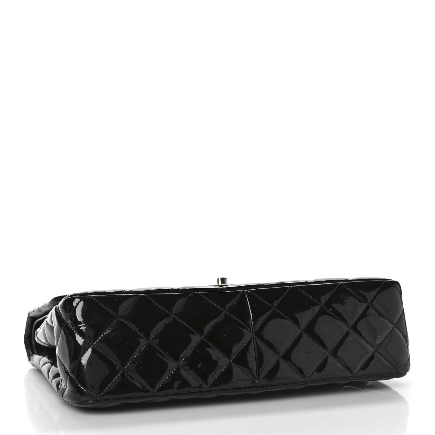 Patent Quilted Jumbo Double Flap Black