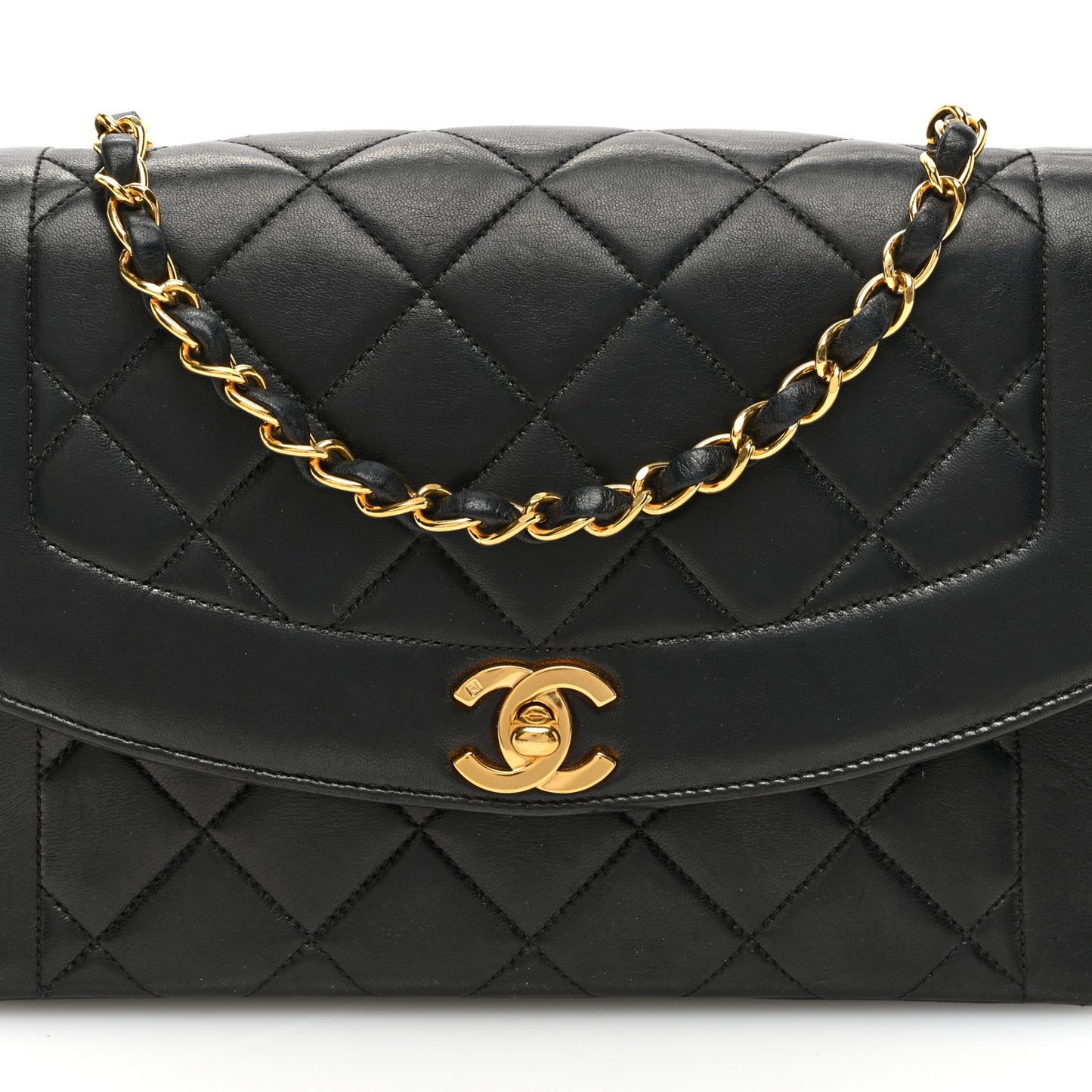 Lambskin Quilted Medium Single Flap Black