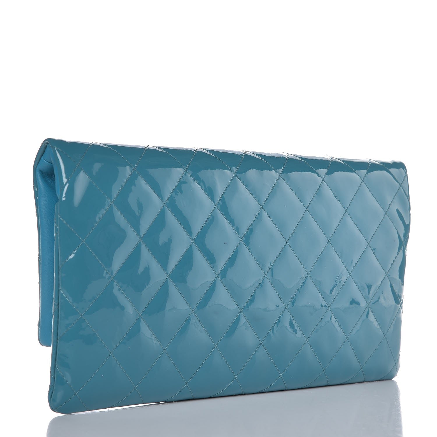 Chanel Patent Calfskin Quilted Beauty CC Clutch Blue 3 of 9