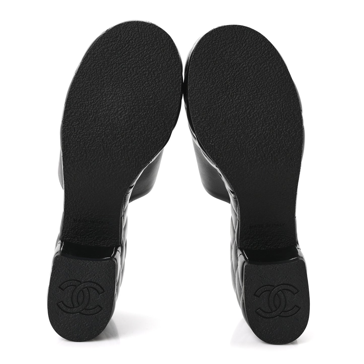 Lambskin Quilted CC Platform Mules 38.5 Black