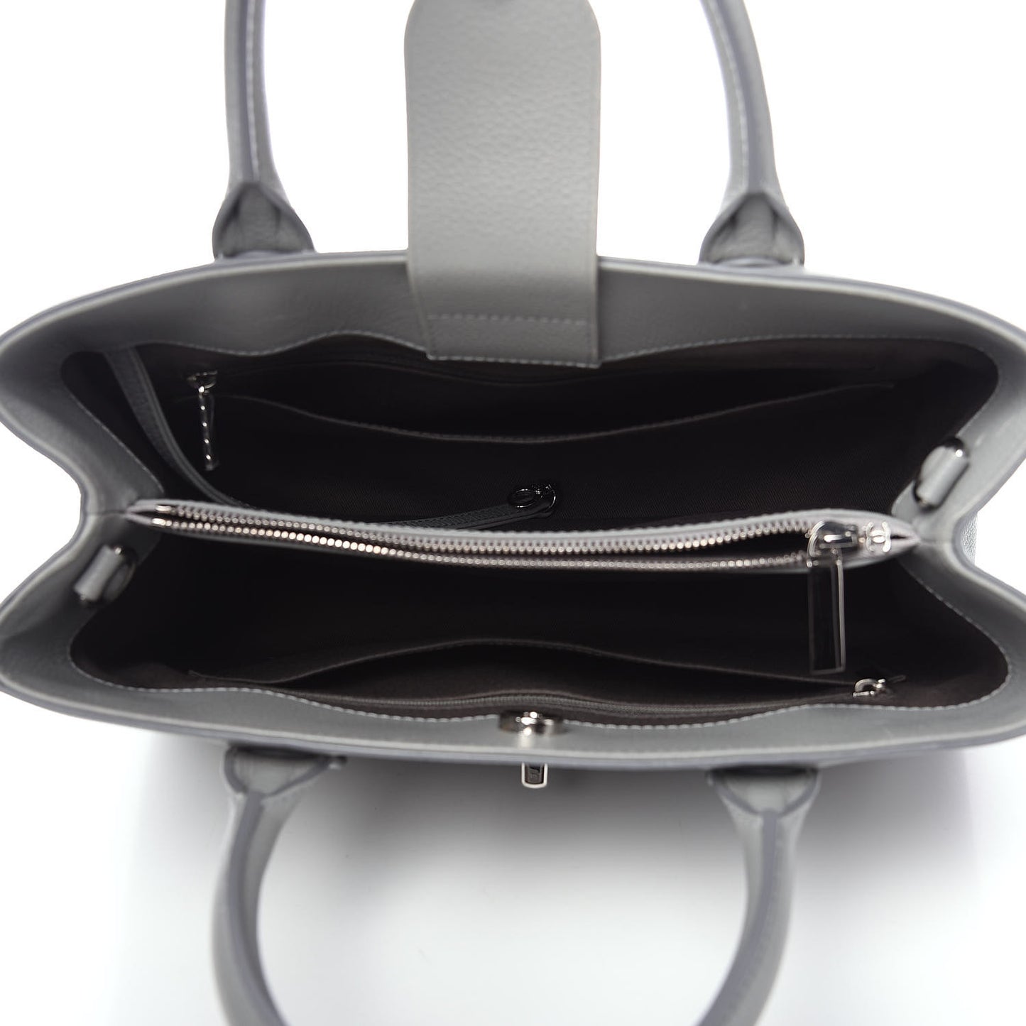Grained Calfskin Small Neo Executive Shopper Tote Grey
