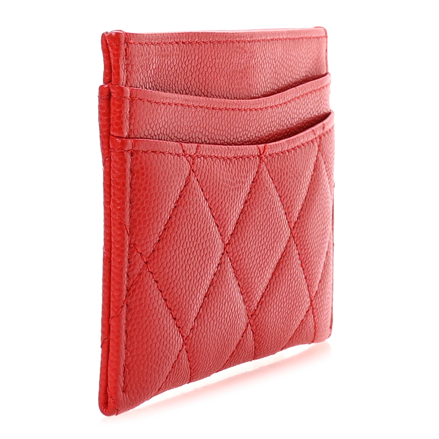 Caviar Quilted Card Holder Red