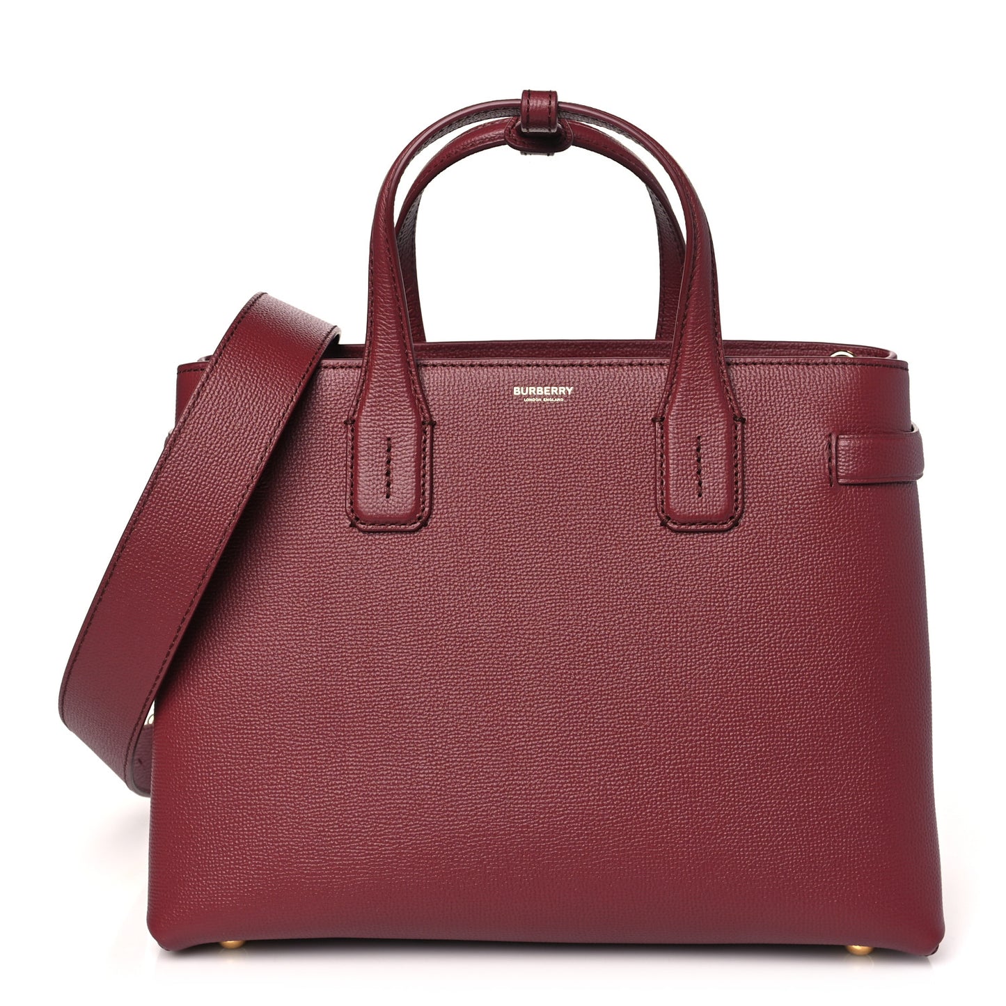 Grainy Calfskin House Check Medium Banner Tote Mahogany Red