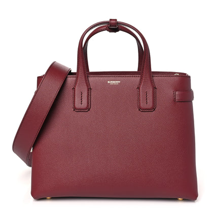 Burberry Grainy Calfskin House Check Medium Banner Tote Mahogany Red 1 of 10