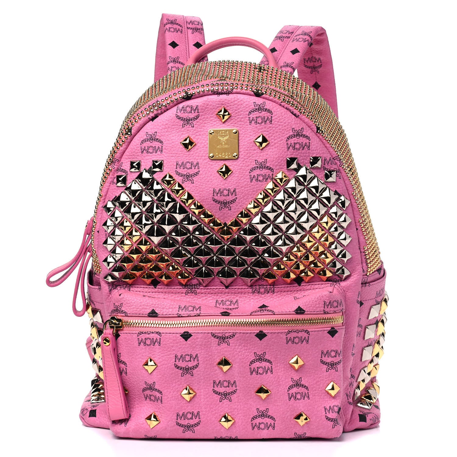 MCM Visetos Studded Medium Stark M Backpack Pink 1 of 10