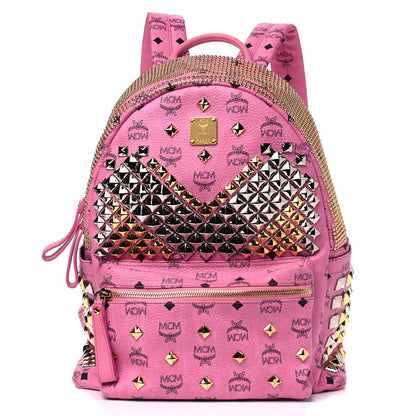 MCM Visetos Studded Medium Stark M Backpack Pink 1 of 10