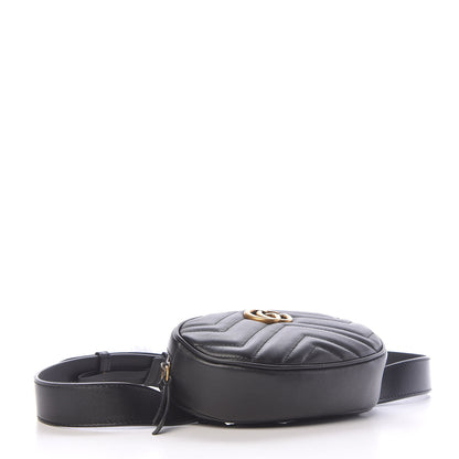 Gucci Calfskin Matelasse GG Marmont Belt Bag 85 34 Black 4 of 11