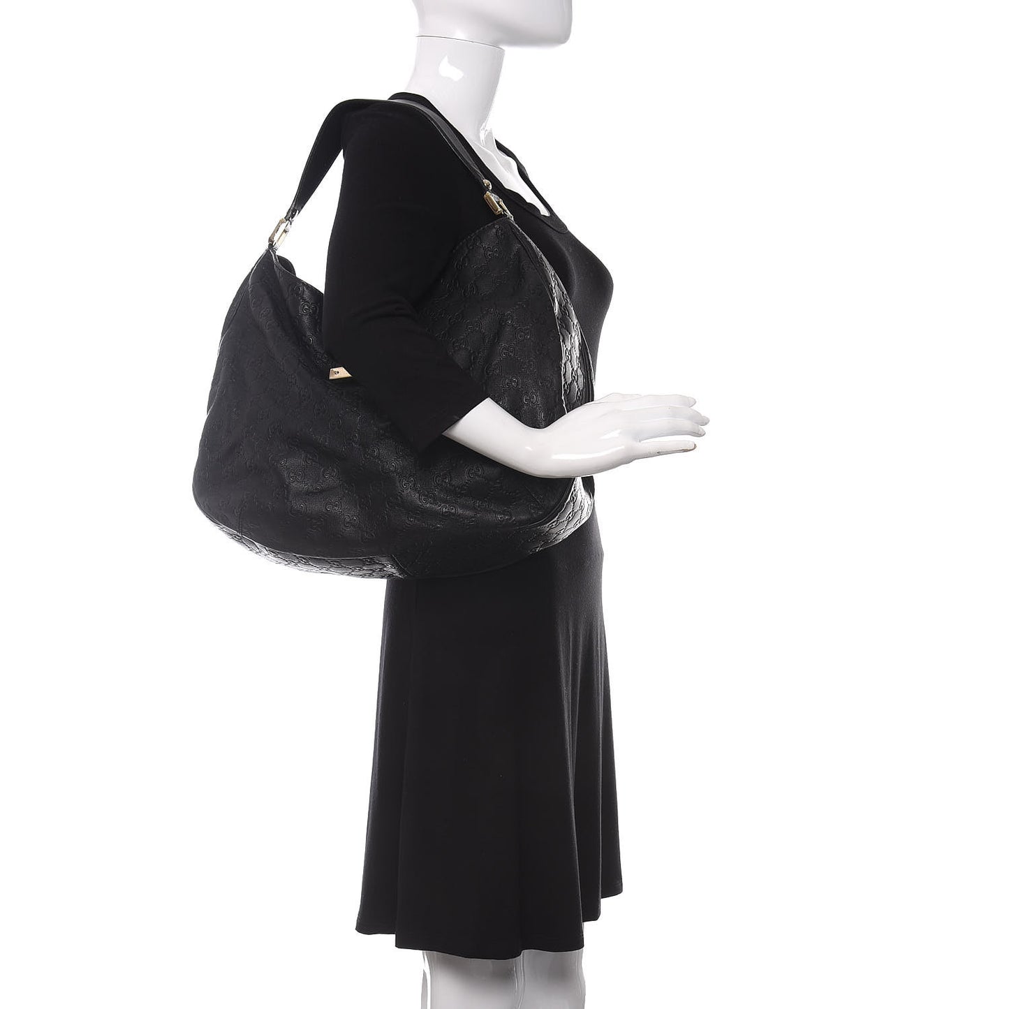 Guccissima Large New Ladies Web Hobo Black
