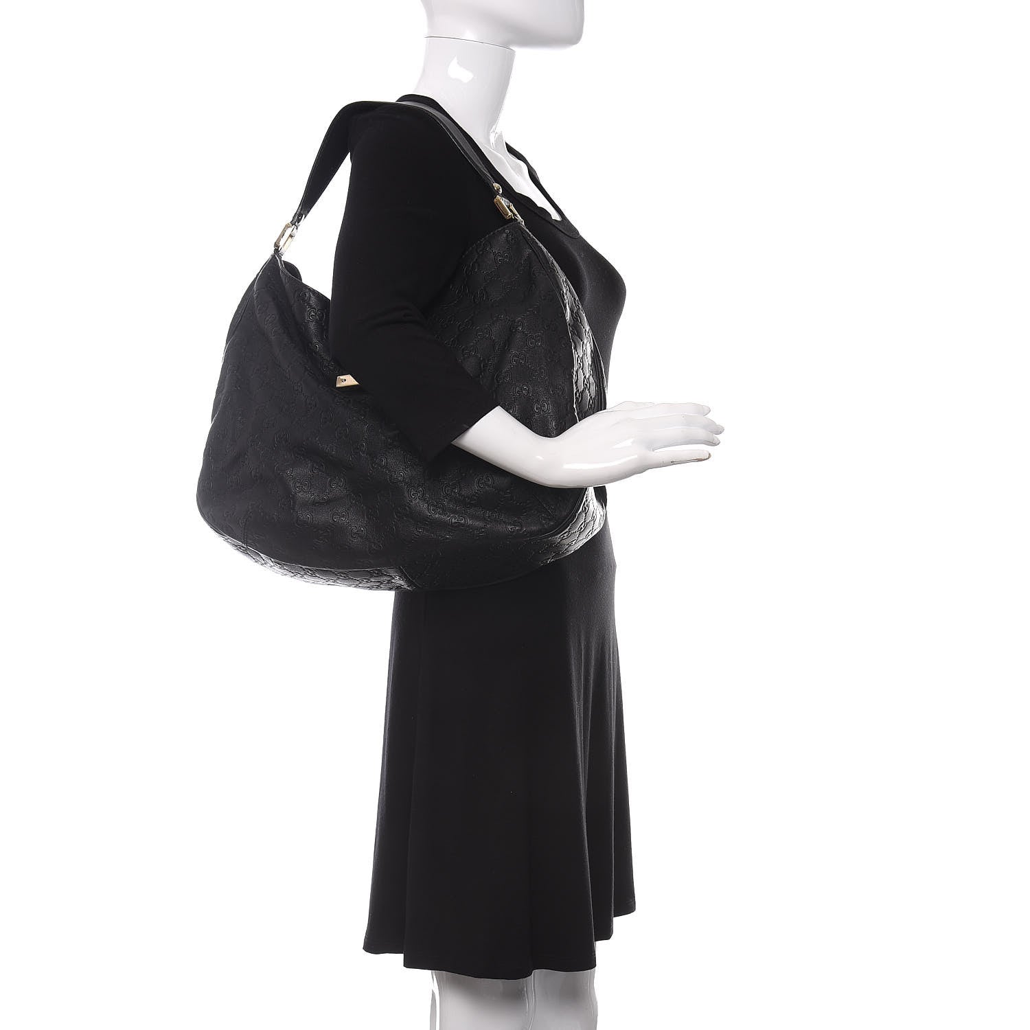 Gucci Guccissima Large New Ladies Web Hobo Black 2 of 15