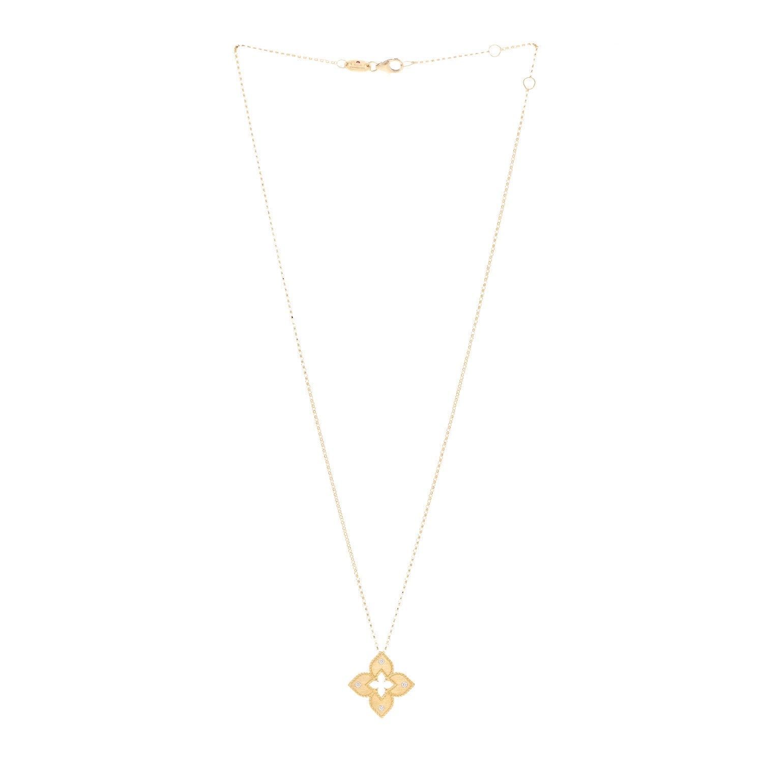 Roberto Coin 18K Yellow Gold Diamond Petite Venetian Princess Flower Pendant Necklace 3 of 4