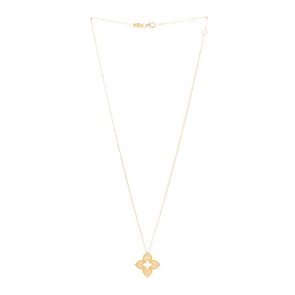 Roberto Coin 18K Yellow Gold Diamond Petite Venetian Princess Flower Pendant Necklace 3 of 4