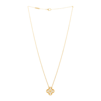 Van Cleef & Arpels 18K Yellow Gold Diamond Vintage Alhambra Pendant Necklace 3 of 5
