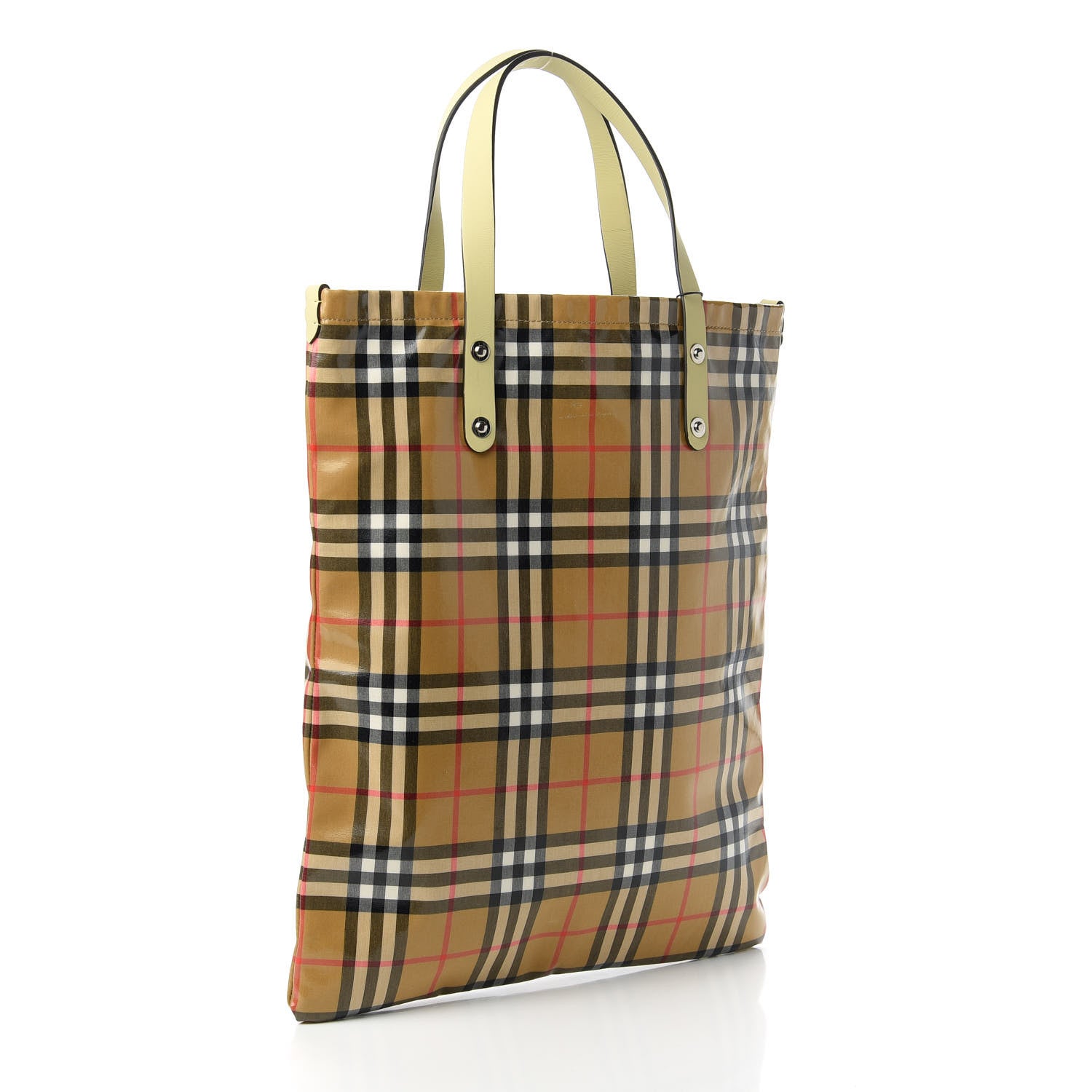 Burberry Coated Canvas Vintage Check Shopper Tote Antique Yellow 3 of 10