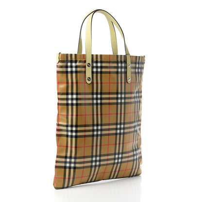 Burberry Coated Canvas Vintage Check Shopper Tote Antique Yellow 3 of 10