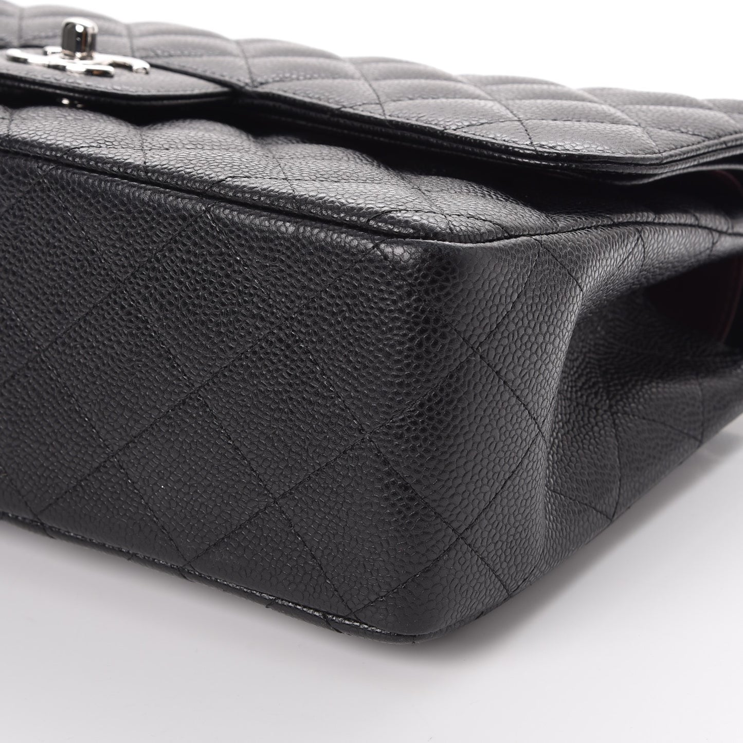 Caviar Quilted Jumbo Double Flap Black