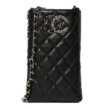 Chanel Caviar Quilted French New Wave Phone Holder With Chain Black 1 of 13