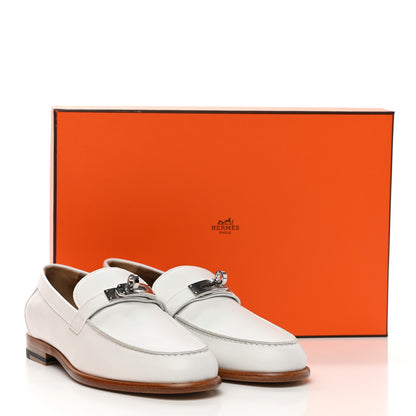 Hermes Calfskin Womens Destin Loafers 35 White 10 of 10