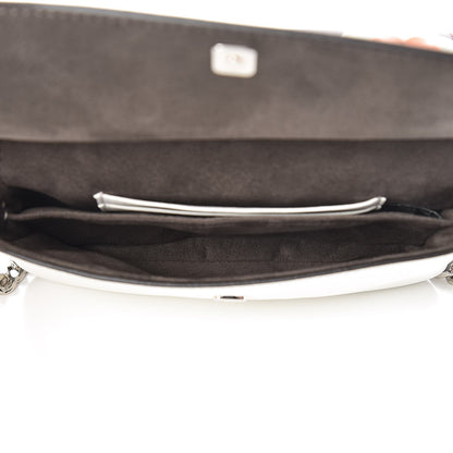 Fendi Vitello Dolce Flowerland Bi-Color Studded Micro Double Baguette Bordeaux White Ice 9 of 10