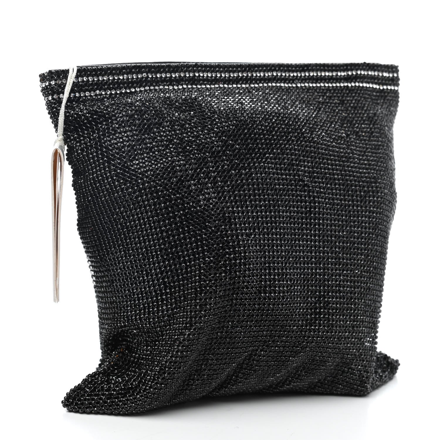 Alexander Wang Rhinestone Chain Mesh Wanglock Logo Pouch Black White 2 of 4