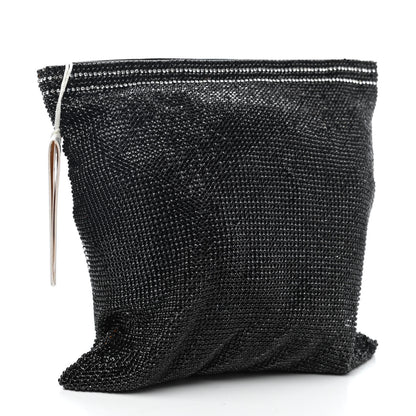 Alexander Wang Rhinestone Chain Mesh Wanglock Logo Pouch Black White 2 of 4