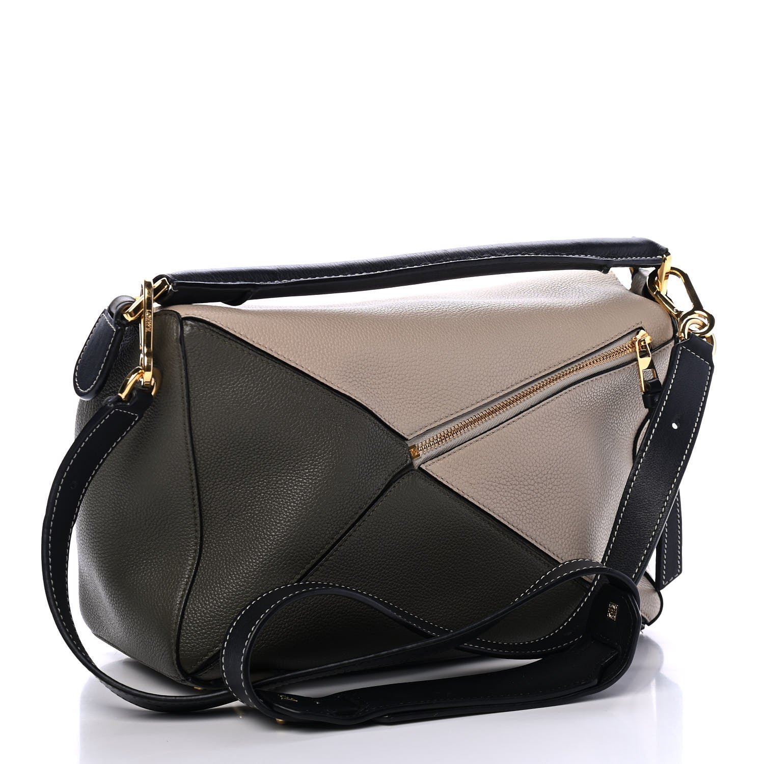 Loewe Grained Calfskin Medium Puzzle Bag Oat Khaki Green 2 of 4