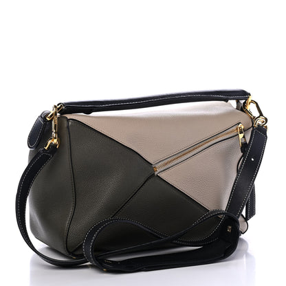 Loewe Grained Calfskin Medium Puzzle Bag Oat Khaki Green 2 of 4