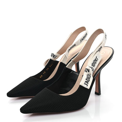 Christian Dior Technical Canvas Ribbon J'Adior Slingback 100mm Pumps 36.5 Black 3 of 8