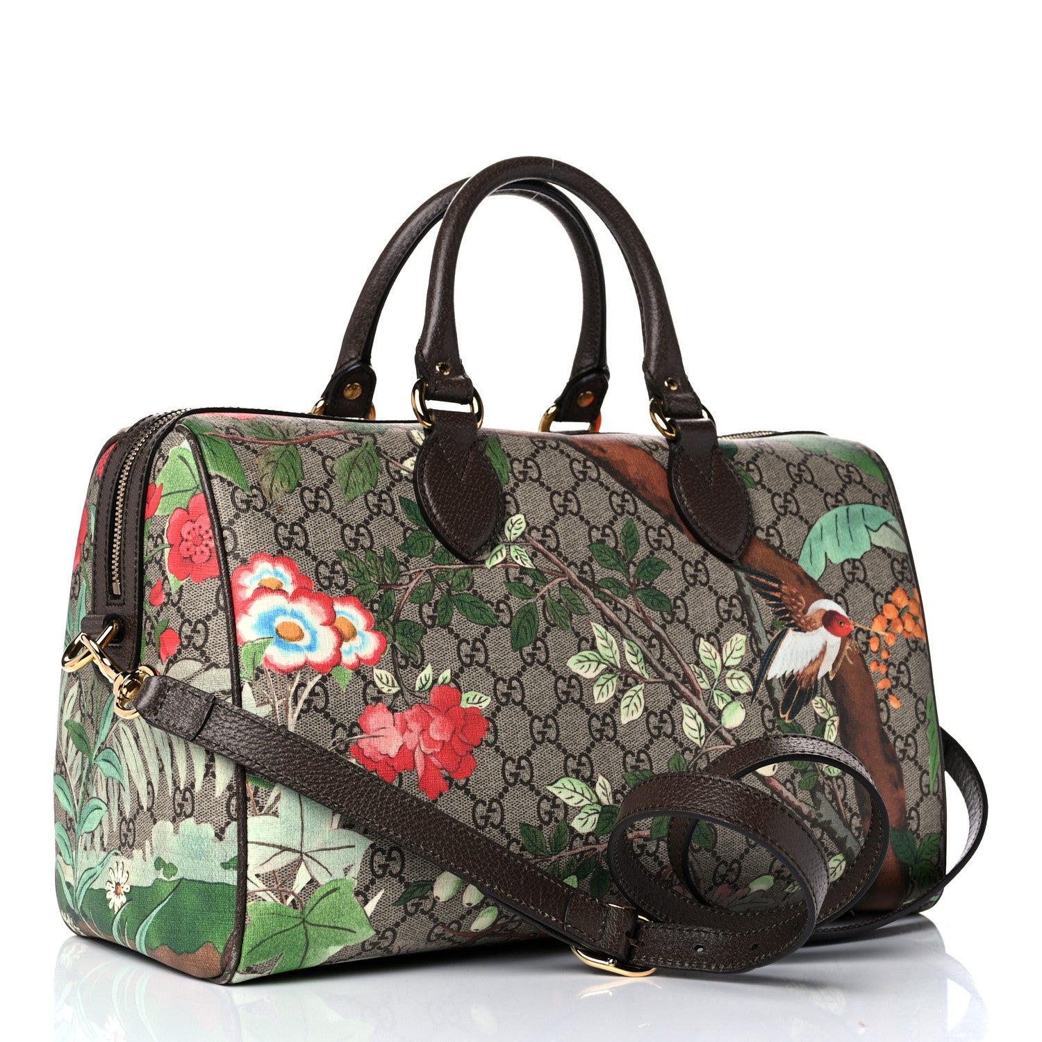 Gucci GG Supreme Monogram Tian Medium Boston Beige Multicolor New Acero 2 of 15