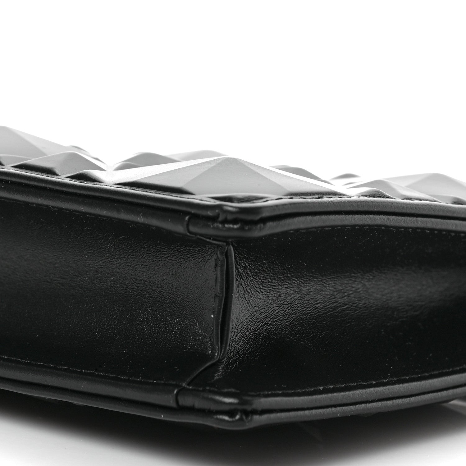 Christian Dior Calfskin Macrocannage Diamond Caro Zipped Pouch With Chain Black 9 of 9