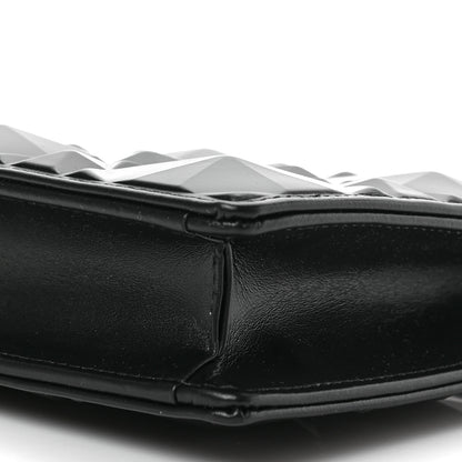 Christian Dior Calfskin Macrocannage Diamond Caro Zipped Pouch With Chain Black 9 of 9
