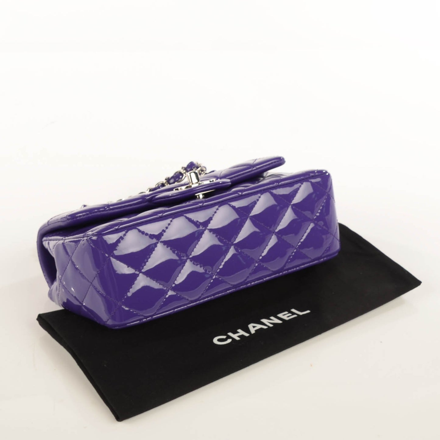 Patent Quilted Mini Rectangular Flap Purple