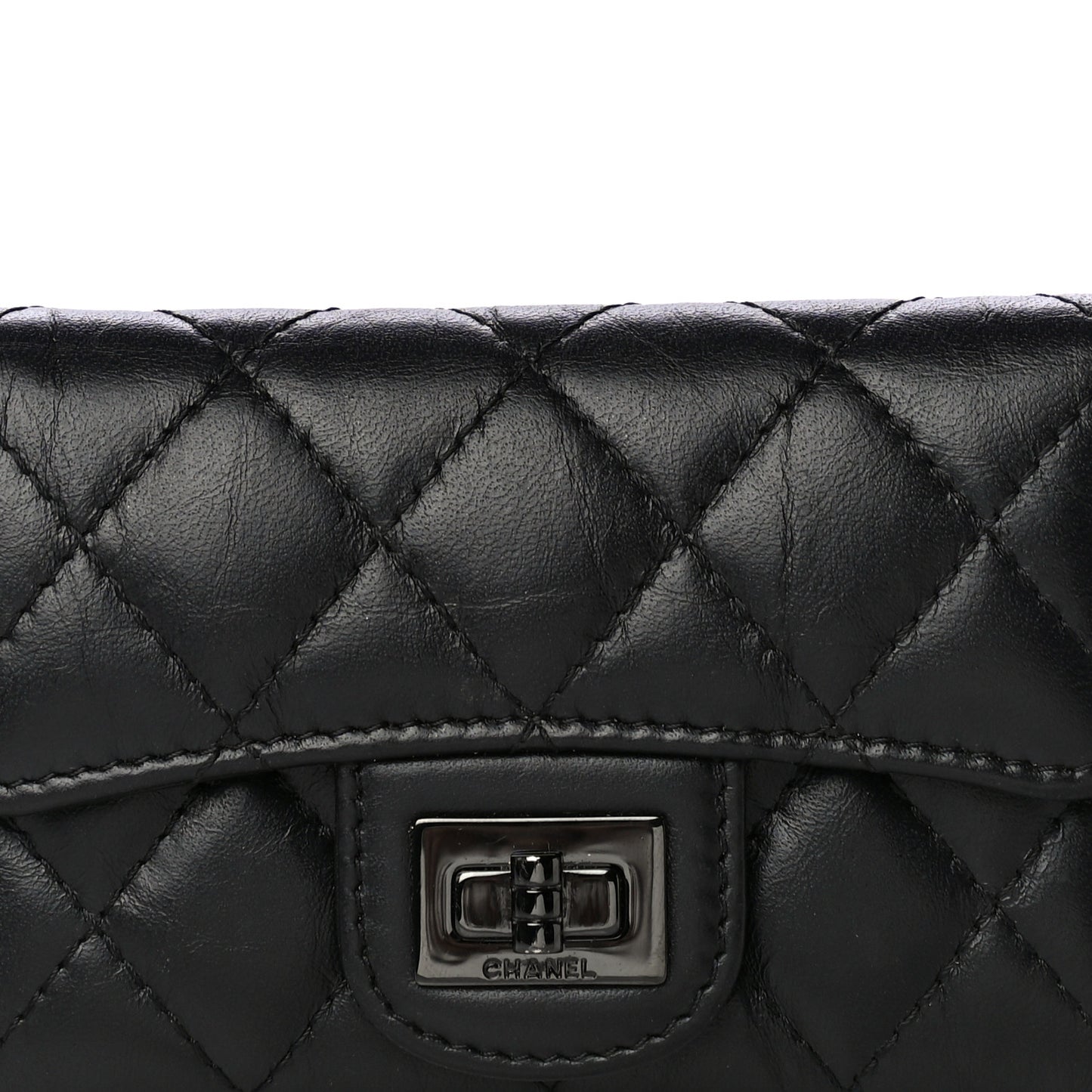 Aged Calfskin Quilted Reissue Flap Card Holder So Black