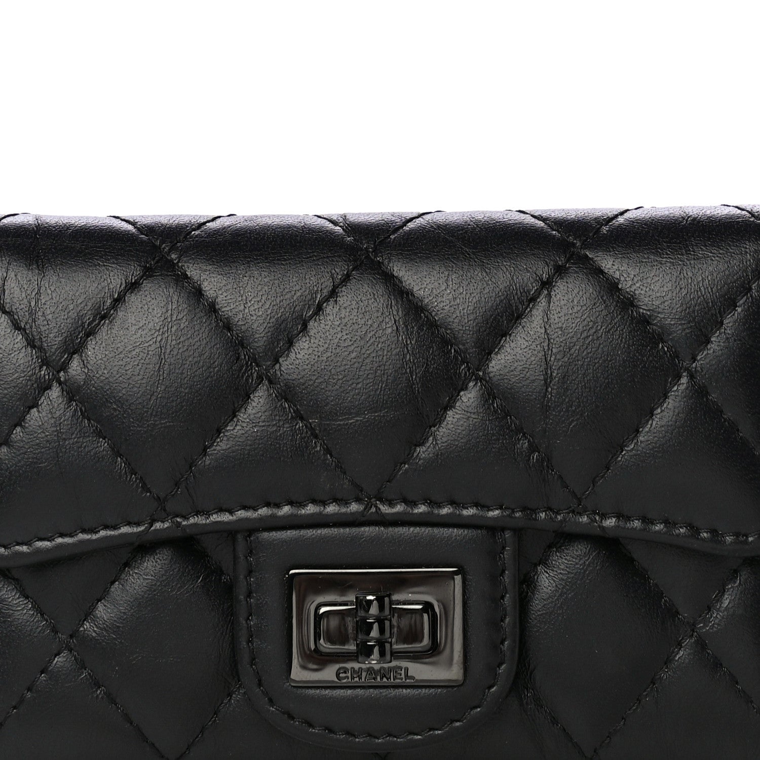 Chanel Aged Calfskin Quilted Reissue Flap Card Holder So Black 9 of 12