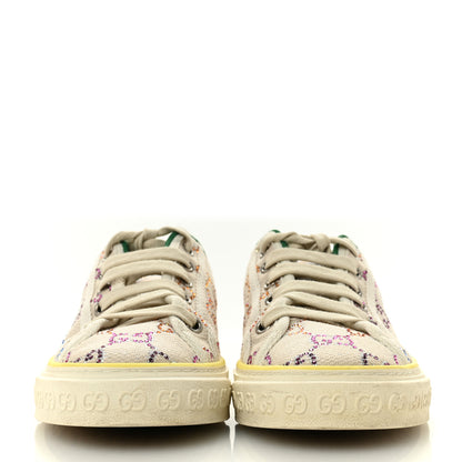 Gucci Canvas Lame Crystal GG Monogram Womens 1977 Tennis Sneakers 36 Gardenia Silver Mystic White 3 of 8